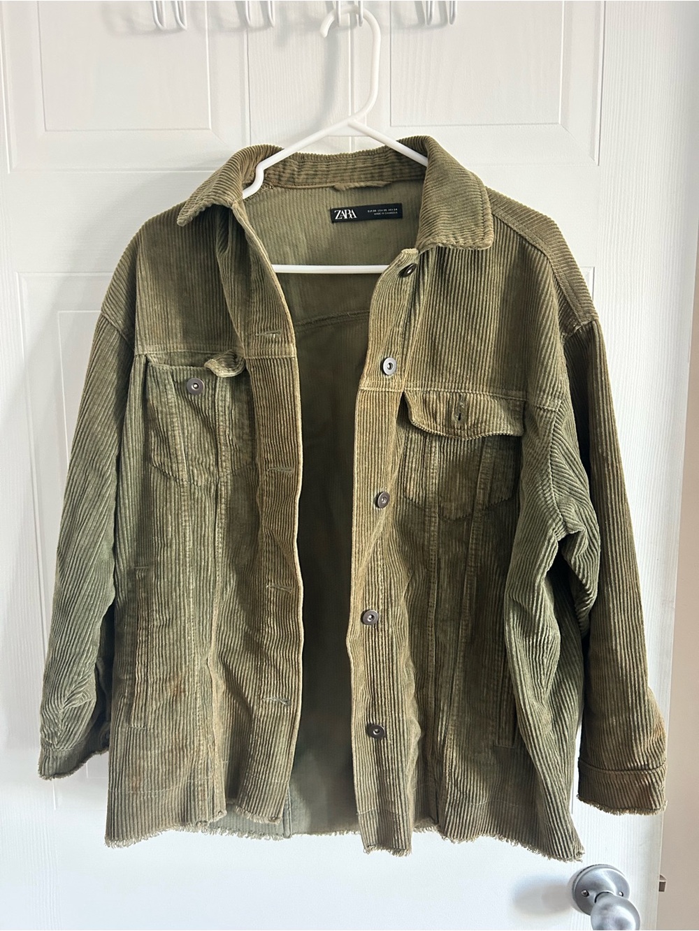 Zara Olive Green Corduroy Shacket Jacket - some fading, fits like a medium